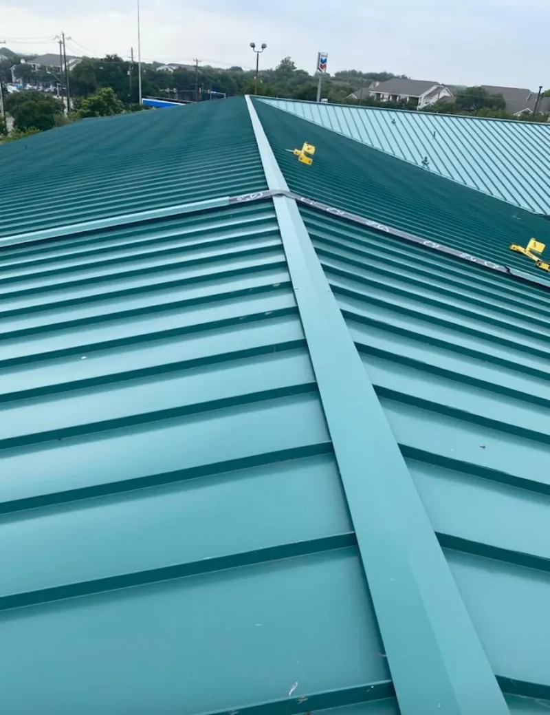 Green commercial metal roof ridge and valley for Metal Roof Repair in Sunrise Manor